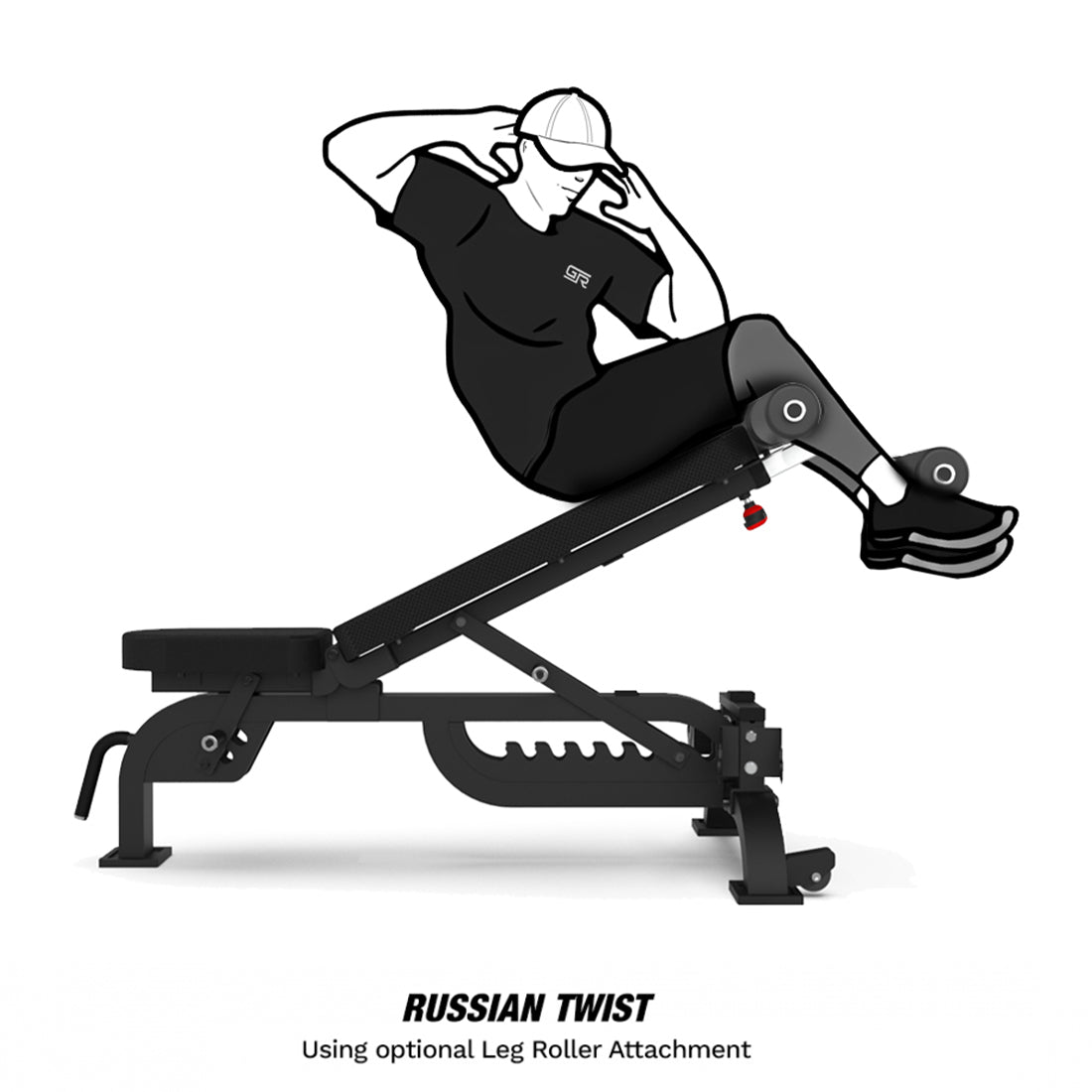 Perform Russian twist with optional Leg Roller Attachment