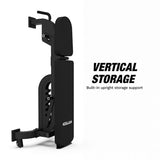Vertical storage support reduces footprint and saves space