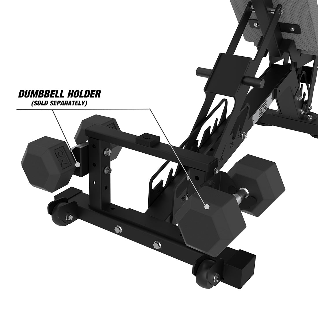 Dumbbell Holder is able to hold Get RXd RHD Dumbbells for assistance with seal rows