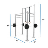 Galvanized Backyard Builder RMU Rig with rings and barbells added dimensions