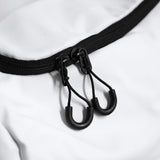 Main compartment U-shape closure with two zippers for an extra wide opening
