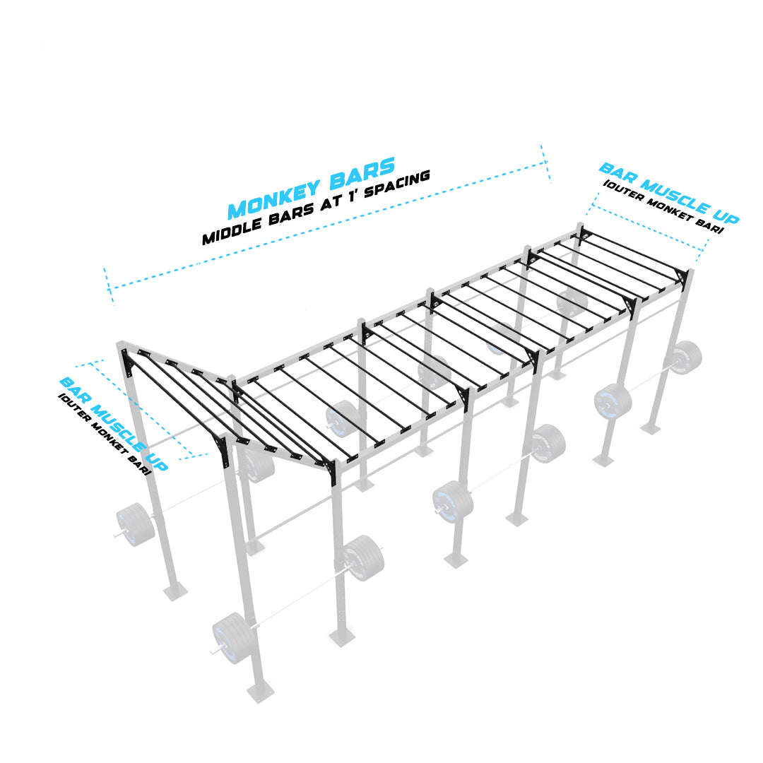 24' Freestanding Builder® Pull Up Rig Monkey bar middle spacing
