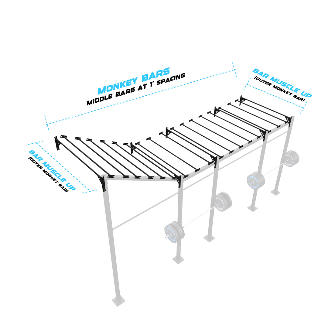 20' Wall-Mount Builder® Pull Up Rig Monkey bar middle spacing
