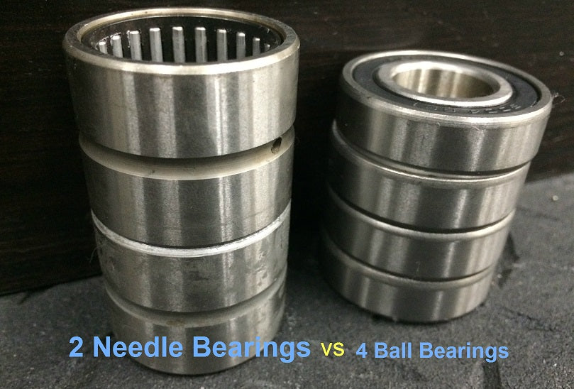 WOD Bar 5.0 has been upgraded to (2) needle bearings in place of (4) ball bearings as seen on previous models