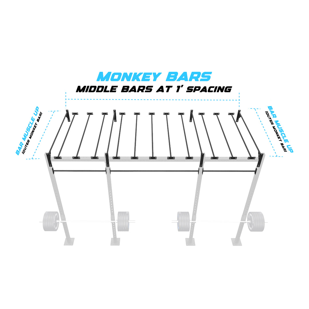 14' Wall-Mount Builder® Pull Up Rig Monkey bar middle spacing
