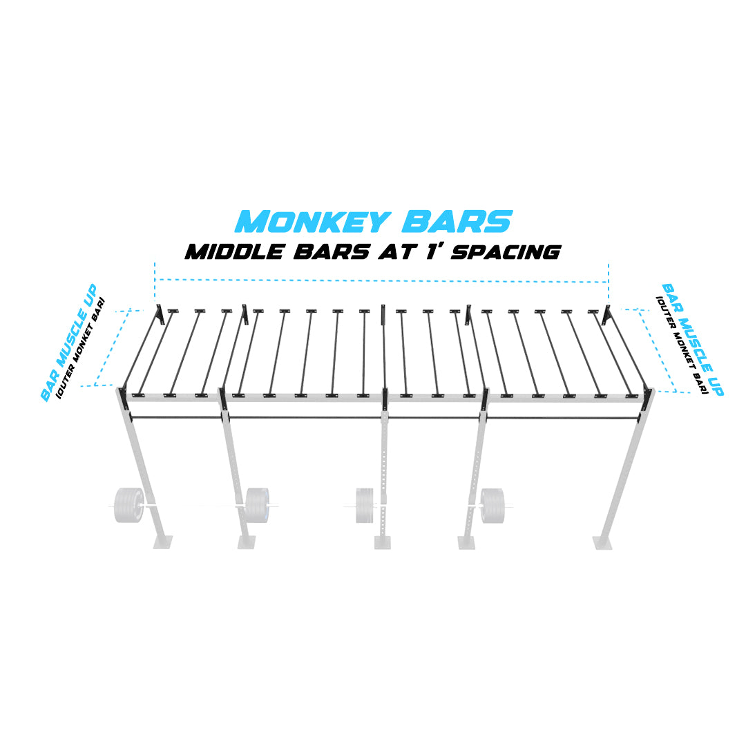 20' Wall-Mount Builder® Pull Up Rig Monkey bar middle spacing
