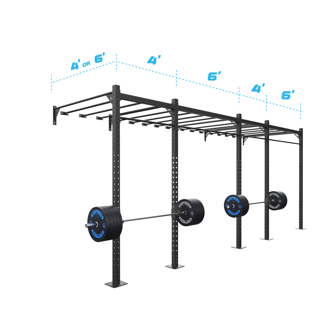 20' Wall-Mount Builder® Pull Up Rig: Intermediate 1 length and width dimensions