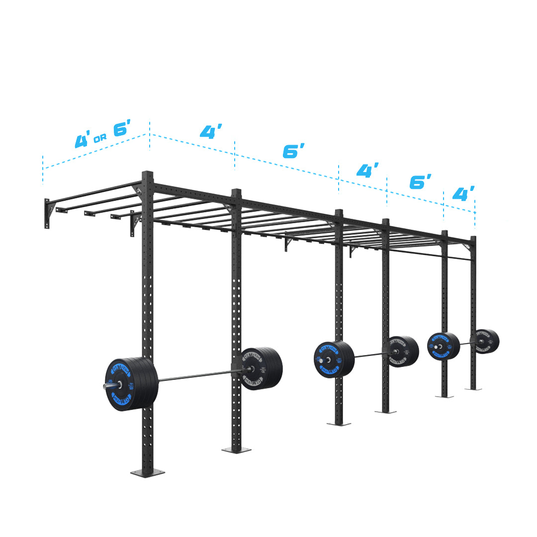 24' Wall-Mount Builder® Pull Up Rig: Intermediate 1 length and width dimensions