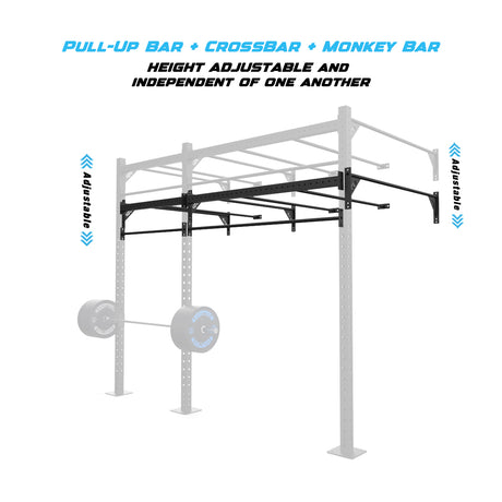 10' Wall-Mount Builder® Pull Up Rig Pull-Up Bar, Crossbar and Monkey Bar Adjustability