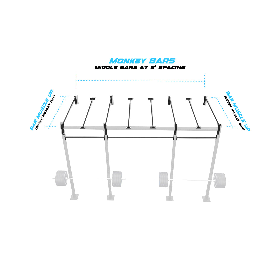 14' Wall-Mount Builder® Pull Up Rig Monkey bar middle spacing
