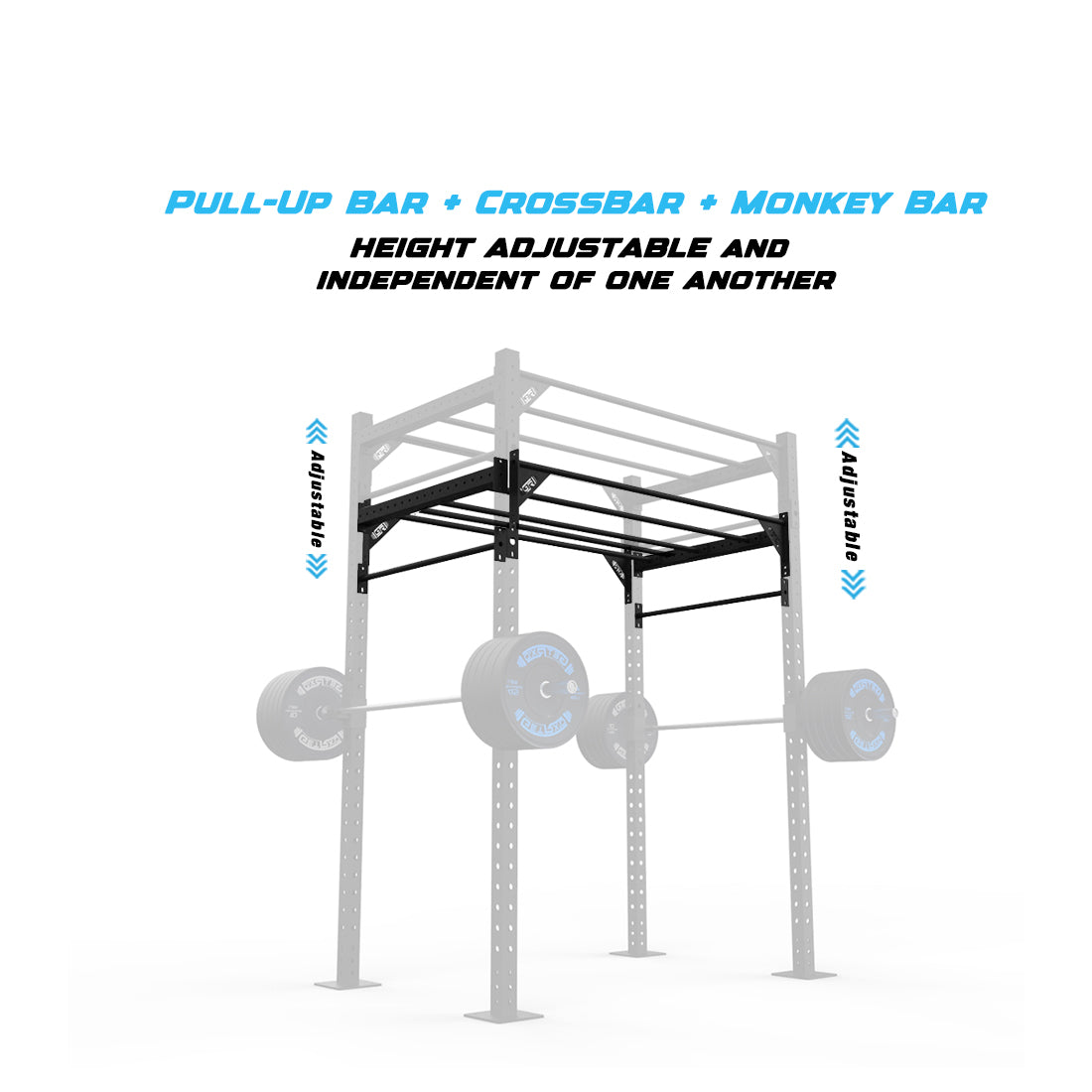 4' Freestanding Builder® Pull Up Rig Pull-Up Bar, Crossbar and Monkey Bar Adjustability
