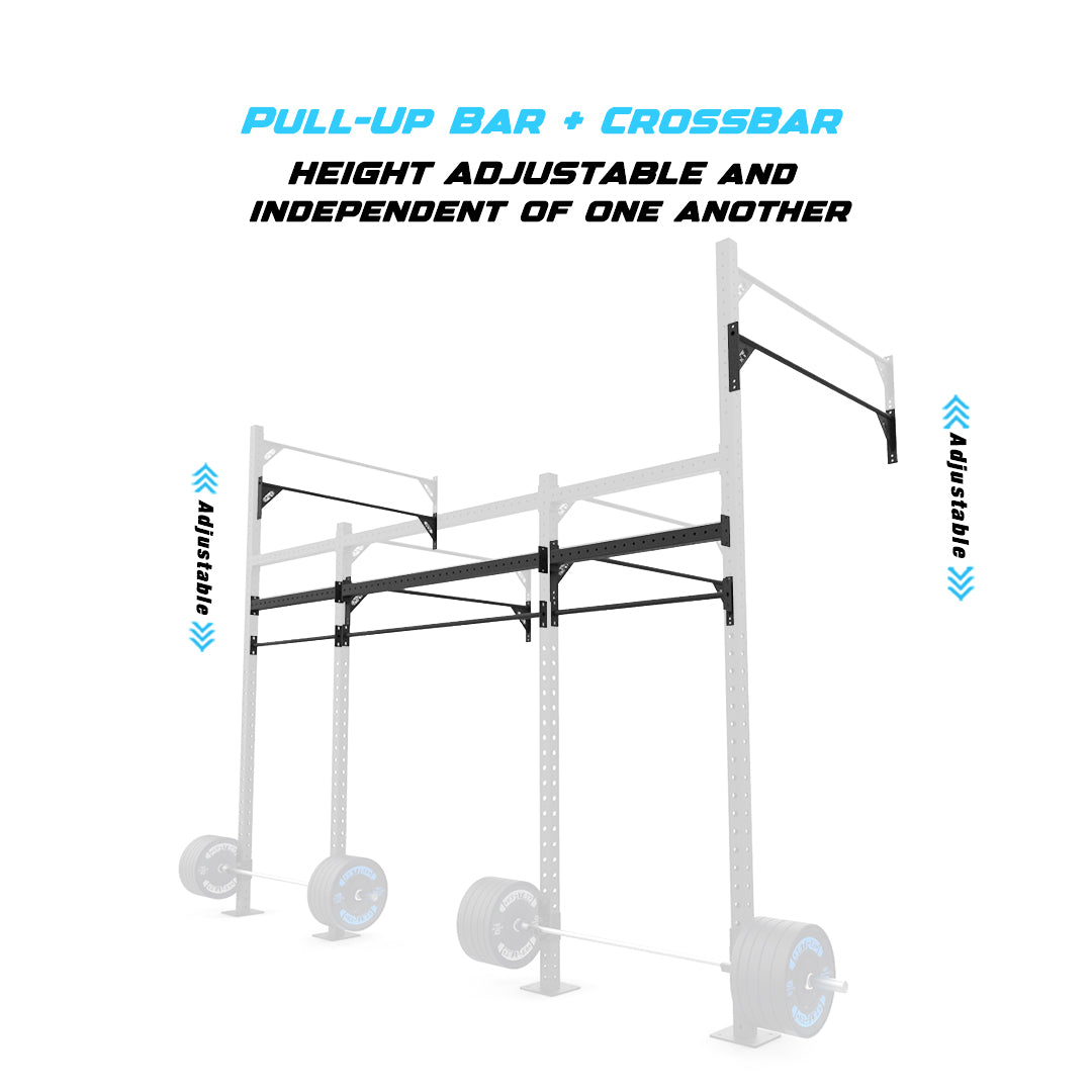 14' Wall-Mount Builder® Pull Up Rig Pull-Up Bar and Crossbar Adjustability
