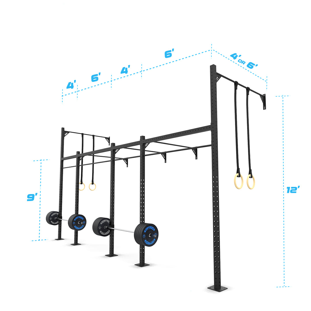 20' Wall-Mount Builder® Pull Up Rig: Intermediate 2 length and width dimensions