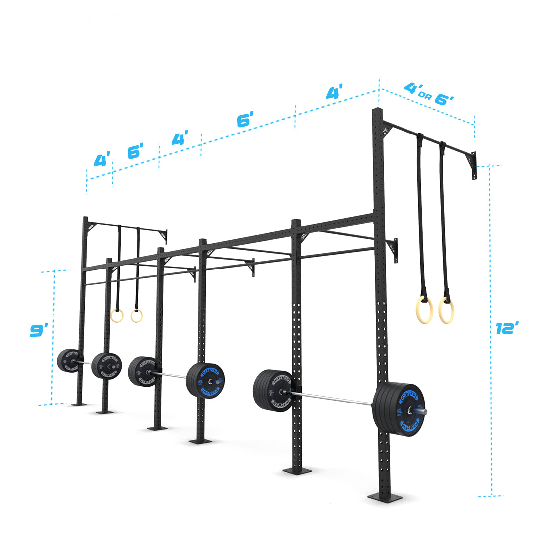 24' Wall-Mount Builder® Pull Up Rig: Intermediate 2 length and width dimensions