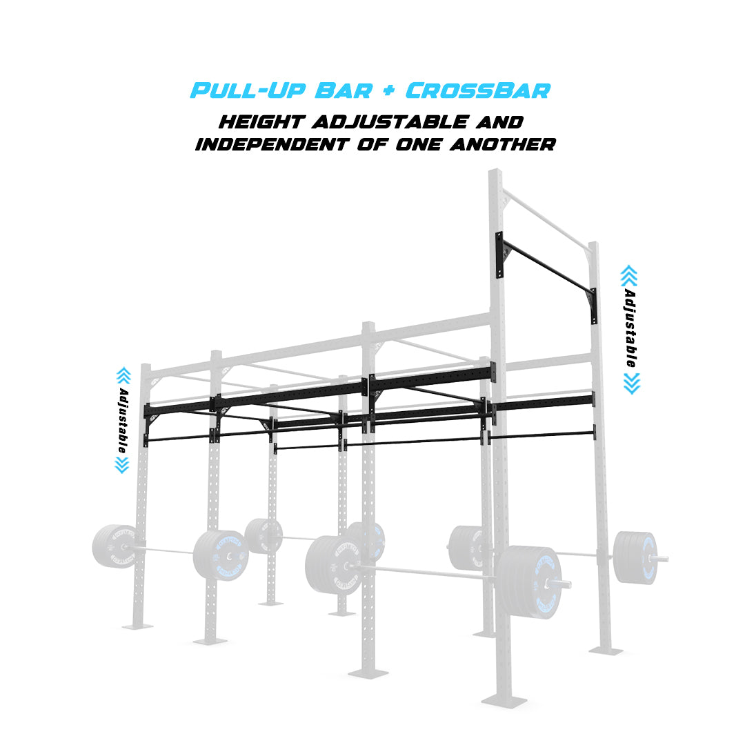 14' Freestanding Builder® Pull Up Rig Pull-Up Bar and Crossbar Adjustability

