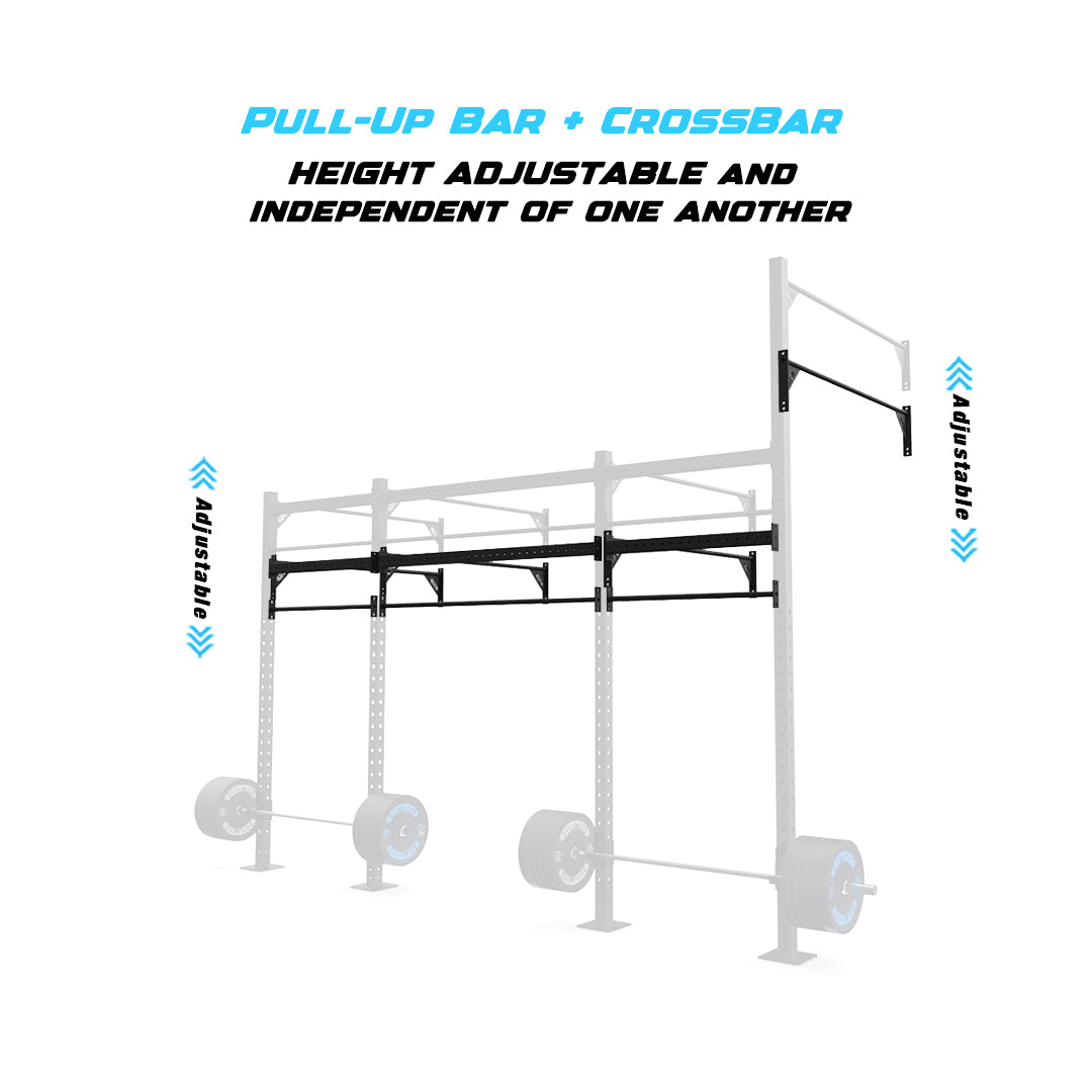 14' Wall-Mount Builder® Pull Up Rig Pull-Up Bar and Crossbar Adjustability
