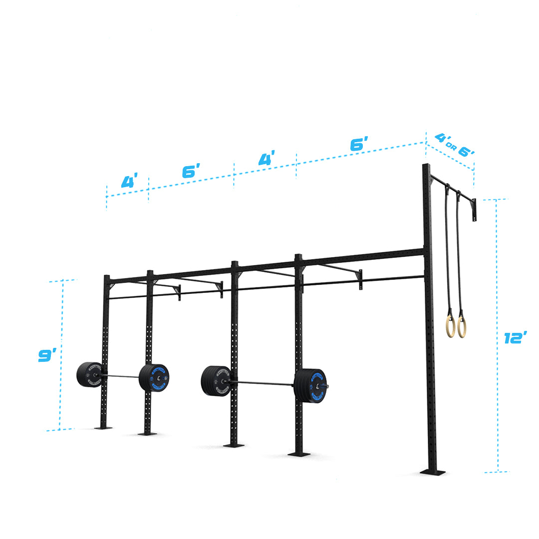 20' Wall-Mount Builder® Pull Up Rig: Intermediate 3 length and width dimensions