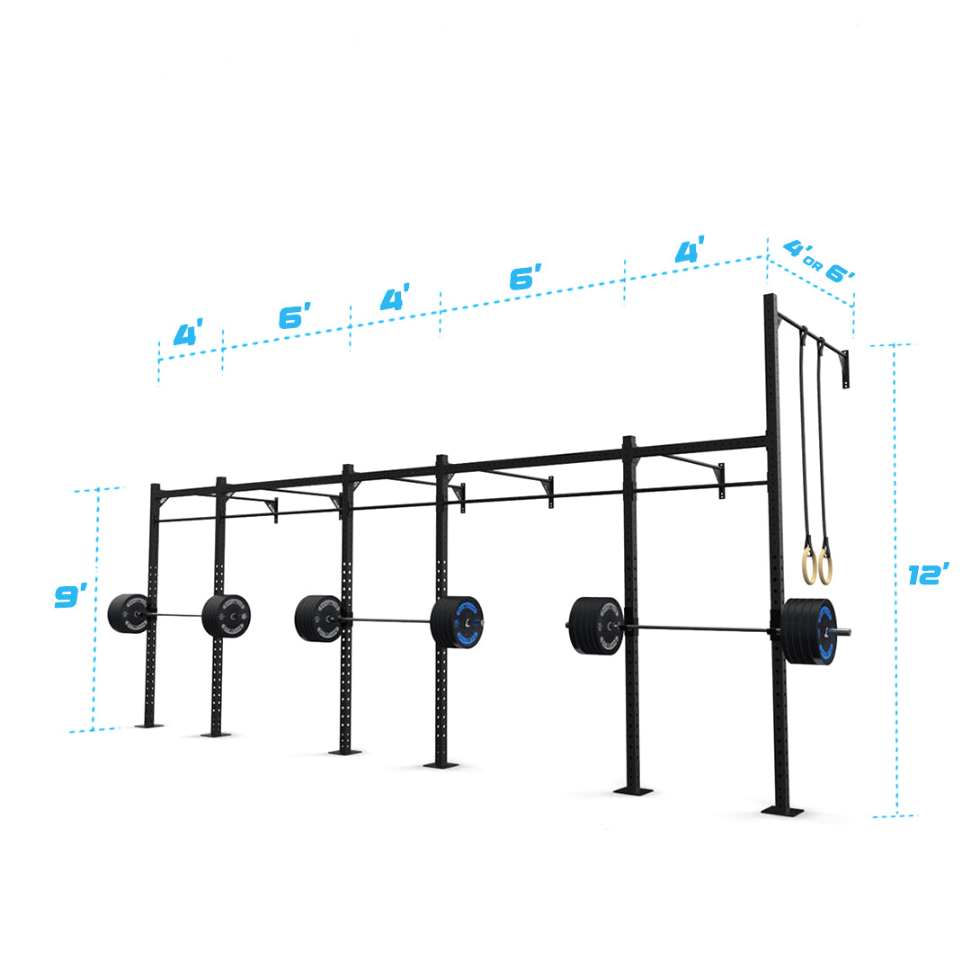 24' Wall-Mount Builder® Pull Up Rig: Intermediate 3 length and width dimensions