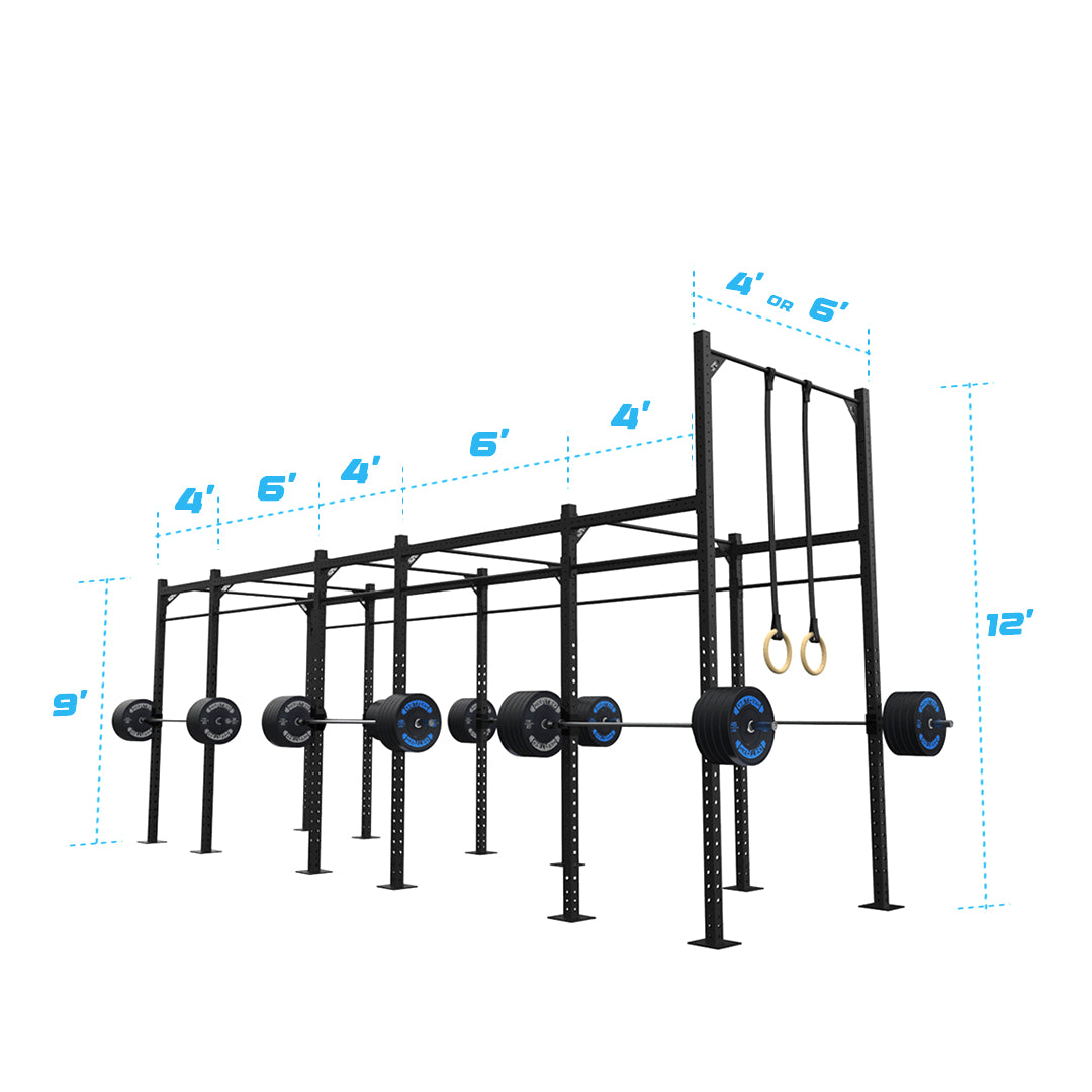 24' Freestanding Builder® Pull Up Rig: Intermediate 3 length and width dimensions