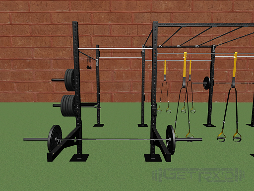 Spotter Arms, Plate Sleeves, and (4) TRX Included (Left/Front View)