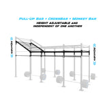 20' Freestanding Builder® Pull Up Rig Pull-Up Bar, Crossbar and Monkey Bar Adjustability
