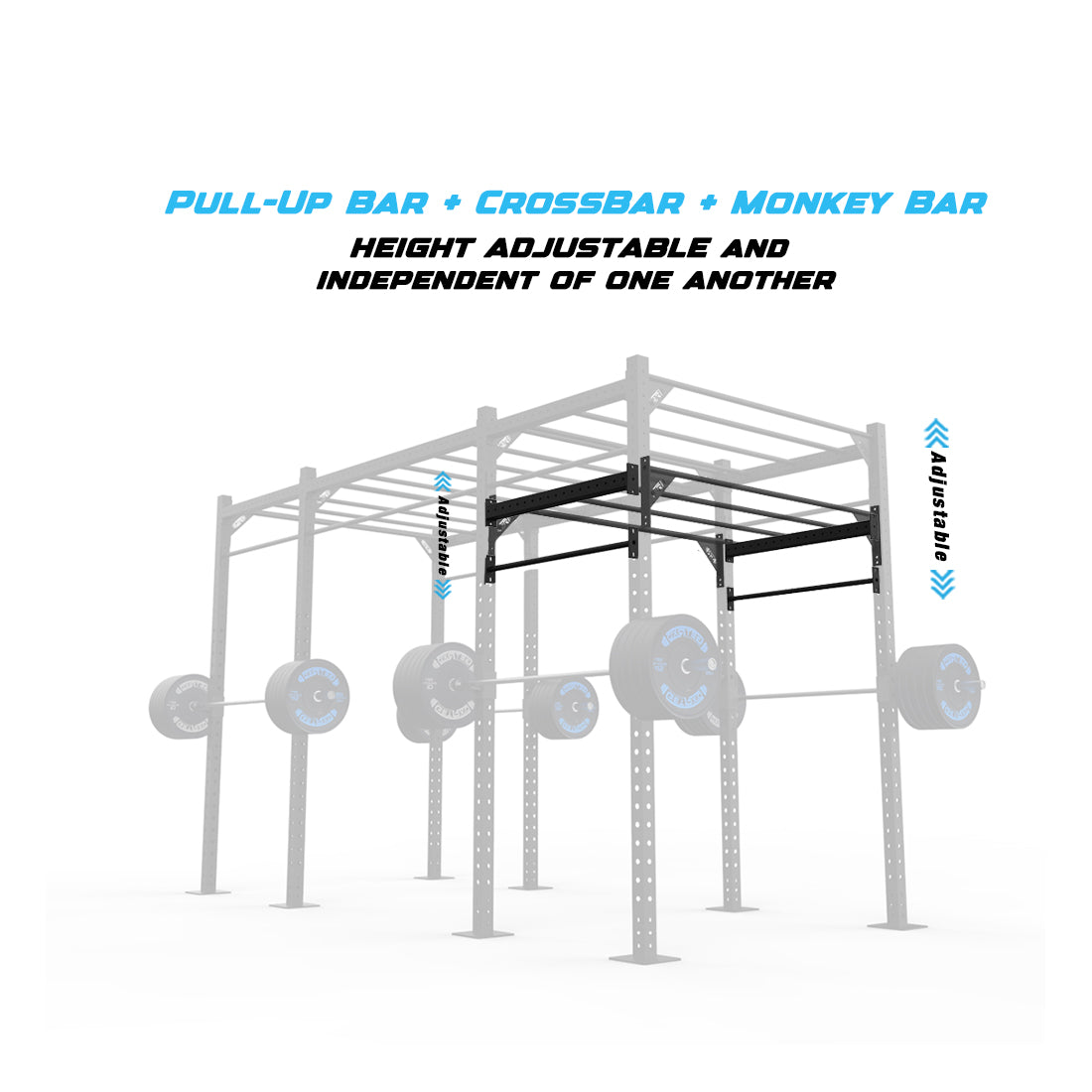 14' Freestanding Builder® Pull Up Rig Pull-Up Bar, Crossbar and Monkey Bar Adjustability
