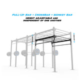 20' Freestanding Builder® Pull Up Rig Pull-Up Bar, Crossbar and Monkey Bar Adjustability
