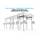 24' Freestanding Builder® Pull Up Rig Pull-Up Bar, Crossbar and Monkey Bar Adjustability
