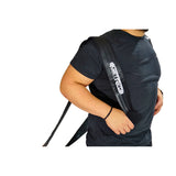 Shoulder strap loops around shoulders: Loop measures 12" in diameter
