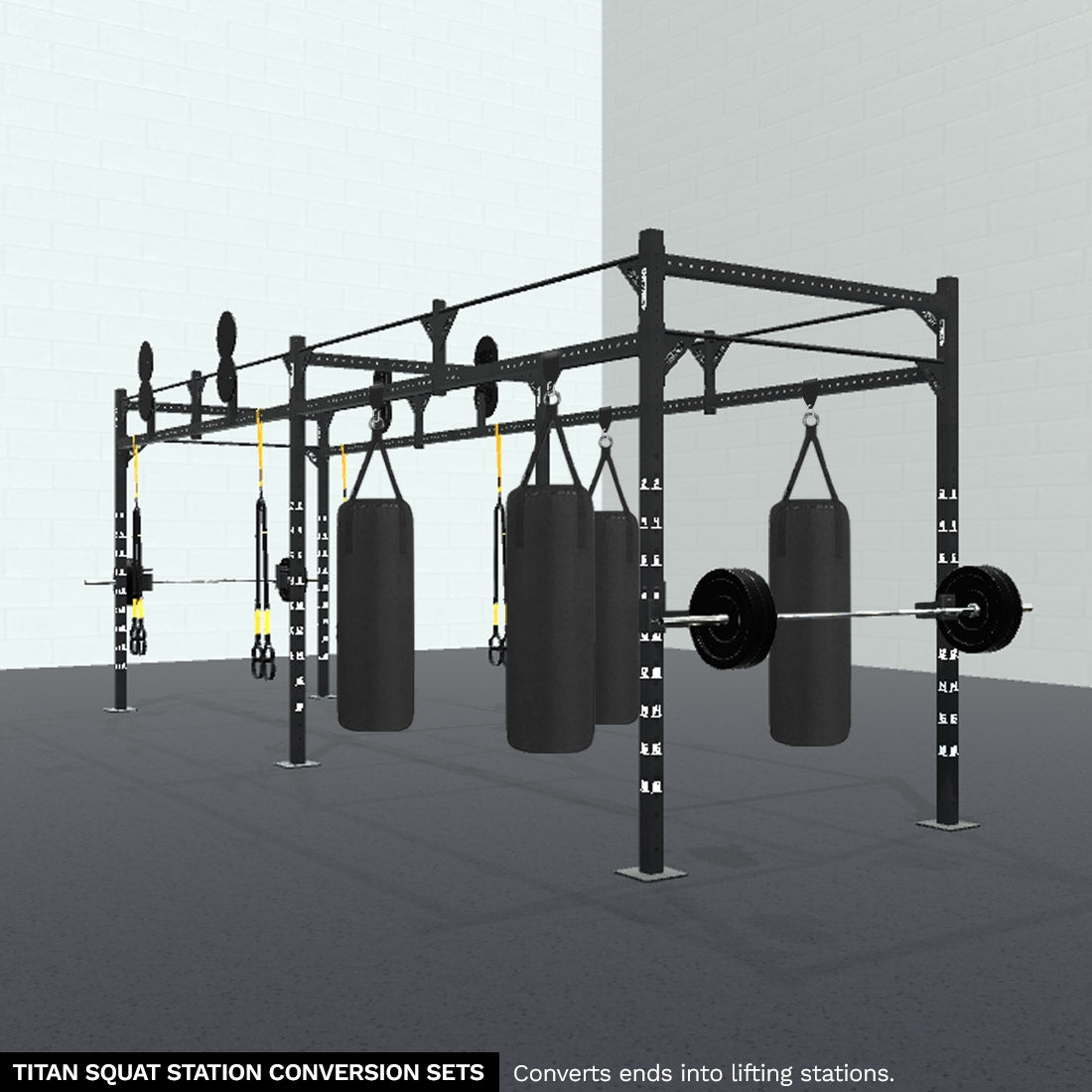 Double Wall Ball Targets are currently unavailable. 24' HIIT Studio Rig with 4x Double Wall Ball Targets, 4x TRX, 4x Shackles, 4x Heavy Bags, 2x Squat Conversion Sets